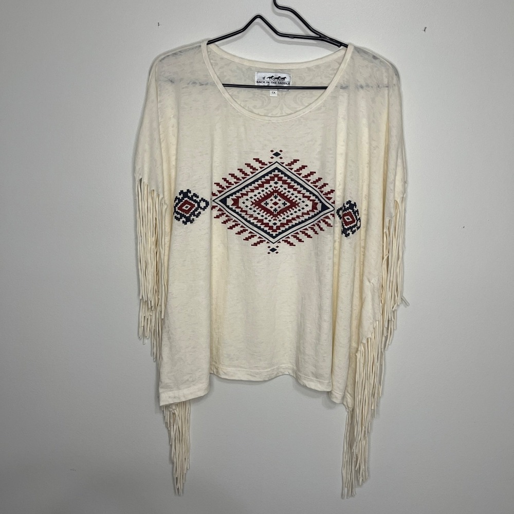 Back in the Saddle Top Women"s XL Western Cowgirl Aztec Southwest
